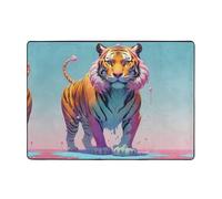 WZYWHJ Area Rugs,Living Room Floor Mats Runner Rug Non-Skip Nursery Mat Playing Carpet 80x58 inch Melting Tiger Prints