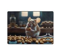WZYWHJ Area Rugs,Living Room Floor Mats Runner Rug Non-Skip Nursery Mat Playing Carpet 80x58 inch Mouse Eating Peanuts Printed