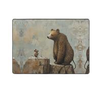WZYWHJ Area Rugs,Living Room Floor Mats Runner Rug Non-Skip Nursery Mat Playing Carpet 80x58 inch Mouse and Bear on The Rocks Printed