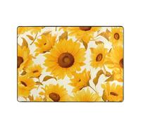 WZYWHJ Area Rugs,Living Room Floor Mats Runner Rug Non-Skip Nursery Mat Playing Carpet 80x58 inch Orange Sunflower Wallpaper Printed
