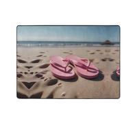 WZYWHJ Area Rugs,Living Room Floor Mats Runner Rug Non-Skip Nursery Mat Playing Carpet 80x58 inch Pink flip Flops on The Beach Printed
