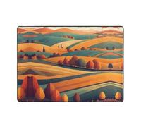 WZYWHJ Area Rugs,Living Room Floor Mats Runner Rug Non-Skip Nursery Mat Playing Carpet 80x58 inch Retro Geometry, Autumn Fields Picture