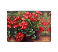 WZYWHJ Area Rugs,Living Room Floor Mats Runner Rug Non-Skip Nursery Mat Playing Carpet 80x58 inch Red geraniums Printed