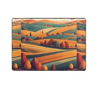 WZYWHJ Area Rugs,Living Room Floor Mats Runner Rug Non-Skip Nursery Mat Playing Carpet 80x58 inch Retro geometry, autumn fields Picture