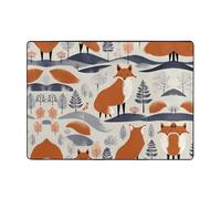 WZYWHJ Area Rugs,Living Room Floor Mats Runner Rug Non-Skip Nursery Mat Playing Carpet 80x58 inch Scandinavian Fox Pattern