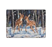 WZYWHJ Area Rugs,Living Room Floor Mats Runner Rug Non-Skip Nursery Mat Playing Carpet 80x58 inch Silly Roe Deer Picture