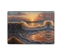 WZYWHJ Area Rugs,Living Room Floor Mats Runner Rug Non-Skip Nursery Mat Playing Carpet 80x58 inch Sunrise at The Seaside Picture