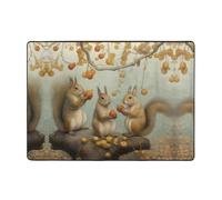 WZYWHJ Area Rugs,Living Room Floor Mats Runner Rug Non-Skip Nursery Mat Playing Carpet 80x58 inch Three Little Squirrels Picking Pears Printed