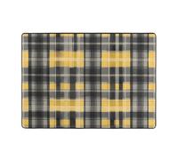WZYWHJ Area Rugs,Living Room Floor Mats Runner Rug Non-Skip Nursery Mat Playing Carpet 80x58 inch Yellow Gray Black Plaid Printing