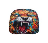 WZYWHJ Artistic Graffiti Lion Printed Seat Head Pillowcase Car Truck General Motors Parts Protective Cover one Pack