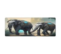 WZYWHJ Asian Elephants Prints Extra large rubber keyboard pad, thickened anti slip Office desk cushion