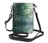 WZYWHJ Bamboo Forest Picture Leather Crossbody Flap Phone Bag - Versatile Gift for Women Walking, Camping, Shopping, and Travel