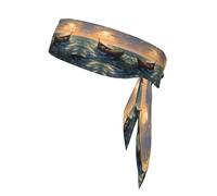 WZYWHJ Bamboo raft on the sea Printing Headbands,Sports Head Tie,Headband for Men and Women,Hair Band for Running Workout Football
