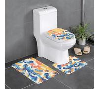 WZYWHJ Beach Maui Hawaii Sunset sea Waves Clouds Pattern Bathroom mat Sets of 4 Bathroom Floor Mats,Non-Slip, Durable,Does Easy to Clean Suitable for Bathroom and Toilet