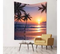 WZYWHJ Beach Palm Tree Sunset Pattern Tapestries hanging on walls are suitable for decorating parlour and bedrooms 60x51in