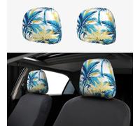 WZYWHJ beach palm trees Printing 2 car pillowcases, interior decorative seat accessories, protective covers