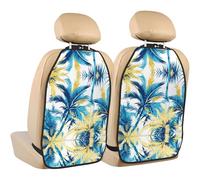 WZYWHJ beach palm trees Printing Car rear seat anti kick pad 2-piece set multifunctional storage bag seat cover protector