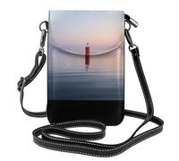 WZYWHJ beacon at sea Pattern Women's leather phone bag crossbody package with adjustable shoulder strap