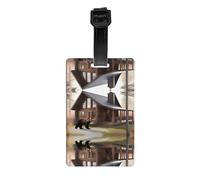 WZYWHJ Bear and The Lodge Prints Luggage Bag Tags, Men's and Women's Travel Privacy Protection Labels
