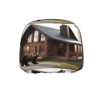 WZYWHJ Bear and The Lodge Prints Seat Head Pillowcase Car Truck General Motors Parts Protective Cover one Pack