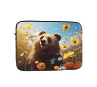 WZYWHJ Bear Looking up at Flowers Printed Shockproof Portable Laptop Sleeve Case 12 inch for Men and Women Business Travel, School, Office Daily Use