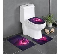 WZYWHJ Beating Heart Printing Bathroom mat Sets of 3 Bathroom Floor Mats,Non-Slip, Durable,Does Easy to Clean Suitable for Bathroom and Toilet
