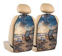 WZYWHJ Beautiful Blue Sky and sea Printed Car seat Anti Kick Storage pad 2 Pieces, Multi-Functional Storage Bag seat Protector After Installation