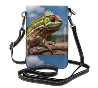 WZYWHJ Beautiful chameleon Pattern Leather Crossbody Flap Phone Bag - Versatile Gift for Women Walking, Camping, Shopping, and Travel