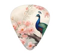 Wzywhj Beautiful Peacock And Floral Pattern Guitar Pick Easy Grip Uke Picks For Your Bass, Ukulele, Acoustic And Electric Guitar，12 Piece