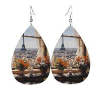 WZYWHJ beautiful pylons in the distance Printed Ladies' leather earrings, simple water droplet pendant, fashionable holiday gift