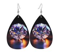 WZYWHJ Beautiful rhombus Picture Ladies' leather earrings, simple water droplet pendant, fashionable holiday gift