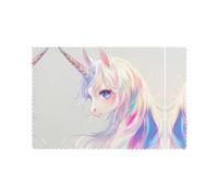 WZYWHJ Beautiful Unicorn Pattern Placemats for Dining Table Set of 6 Table mat 12x18 in for Party Kitchen Dining Decoration Washable Easy to Clean