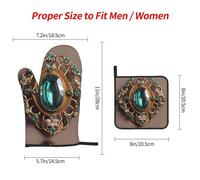 WZYWHJ Beautiful Vintage Brooch Picture Oven Gloves and Pot Rack 3-Piece Set Thickened Long Kitchen mitt