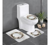 WZYWHJ Beautiful Willow Branches and Wreaths Printing Bathroom mat Sets of 3 Bathroom Floor Mats,Non-Slip, Durable,Does Easy to Clean Suitable for Bathroom and Toilet