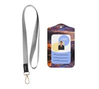 WZYWHJ Beauty Grand Canyon Prints Work Badge Protective Sheath, Leather Identification Card Cover with Detachable Hanging Rope Set