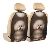 WZYWHJ Bichon Frise Dog Picture Car seat Anti Kick Storage pad 2 Pieces, Multi-Functional Storage Bag seat Protector After Installation