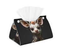 WZYWHJ Big-eyed white deer Printing Decorative storage box with rectangular leather tissue bag and bracket base