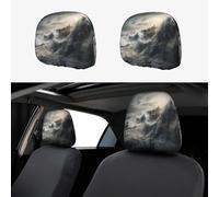 WZYWHJ Big waves Printing 2 car pillowcases, interior decorative seat accessories, protective covers