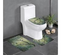 WZYWHJ Birds Chirping on The Willow Tree Printing Bathroom mat Sets of 3 Bathroom Floor Mats,Non-Slip, Durable,Does Easy to Clean Suitable for Bathroom and Toilet