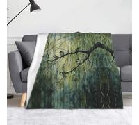WZYWHJ Birds Chirping on The Willow Tree Printing Blankets Throws - Lightweight Warm Comfortable Soft Durable Home Practical Rest Outdoor