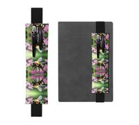 WZYWHJ Black A Little Bee Prints Leather Pen Holder Bookmark - Elastic Clip for Notebooks & Journals with Adjustable Strap, Holds 2-3 Pens