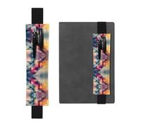 WZYWHJ Black Abstract Fractal Gradient Prints Leather Pen Holder Bookmark - Elastic Clip for Notebooks & Journals with Adjustable Strap, Holds 2-3 Pens