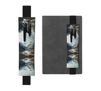 WZYWHJ Black Alpine Line Prints Leather Pen Holder Bookmark - Elastic Clip for Notebooks & Journals with Adjustable Strap, Holds 2-3 Pens