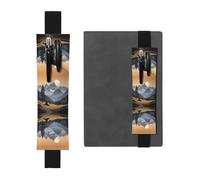WZYWHJ Black Alpine Silhouettes Prints Leather Pen Holder Bookmark - Elastic Clip for Notebooks & Journals with Adjustable Strap, Holds 2-3 Pens