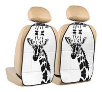 WZYWHJ Black and White Giraffe Printed Car seat Anti Kick Storage pad 2 Pieces, Multi-Functional Storage Bag seat Protector After Installation