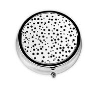 WZYWHJ Black and White Polka Dot Pattern Circular Medicine Box Storage, Portable Travel with compartments, mini Pill Dispenser
