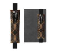 WZYWHJ Black Art Deco Circuit Prints Leather Pen Holder Bookmark - Elastic Clip for Notebooks & Journals with Adjustable Strap, Holds 2-3 Pens