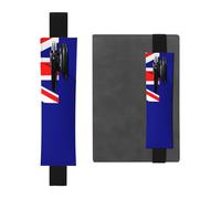 WZYWHJ Black Australian Flag Pattern Leather Pen Holder Bookmark - Elastic Clip for Notebooks & Journals with Adjustable Strap, Holds 2-3 Pens