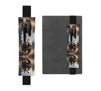 WZYWHJ Black Bear Running Prints Leather Pen Holder Bookmark - Elastic Clip for Notebooks & Journals with Adjustable Strap, Holds 2-3 Pens