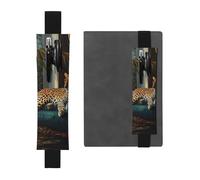 WZYWHJ Black Beautiful Leopard Pattern Leather Pen Holder Bookmark - Elastic Clip for Notebooks & Journals with Adjustable Strap, Holds 2-3 Pens